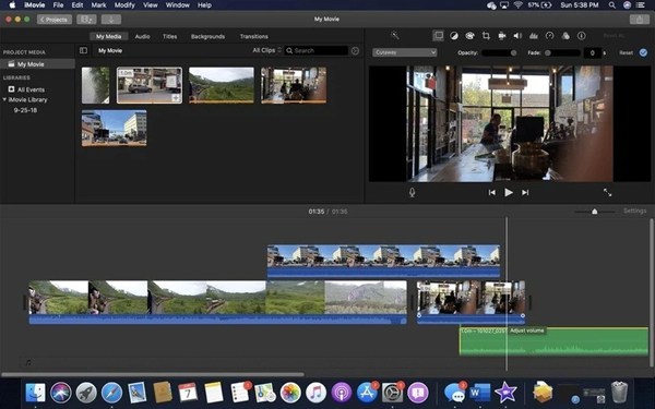 Dostosuj ścieżki wideo i audio iMovie