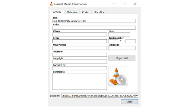 Интерфейс редактора тегов VLC Media Player