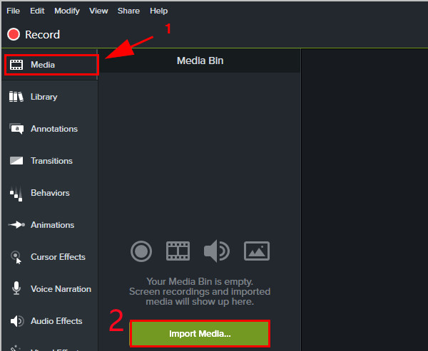 Import a Video into Camtasia to Compress