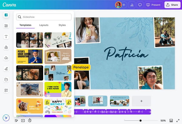 Canva Slideshow Maker Interface