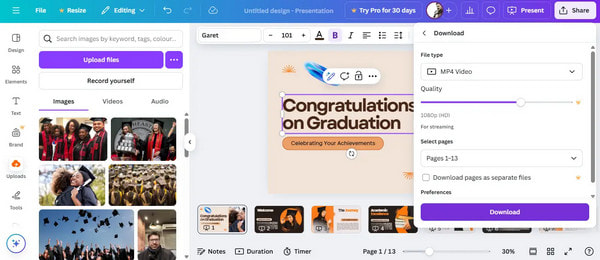 Save Export Share Slideshow Canva