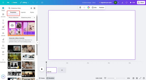 Select Slideshow Template in Canva