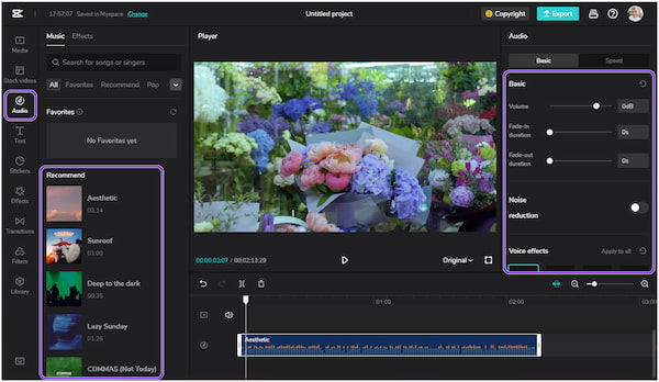 CapCut Online Video Editor Musik