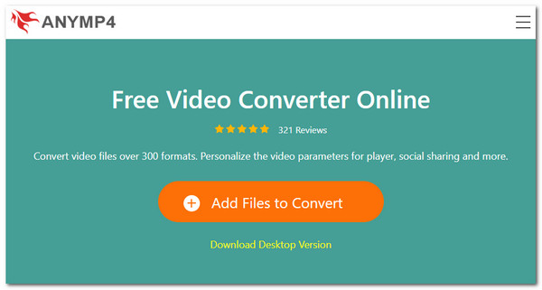 Interface online do conversor de vídeo gratuito AnyMP4