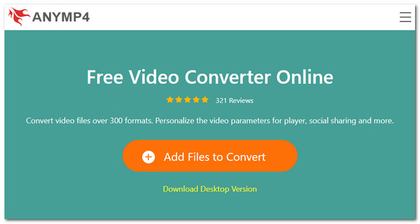 AnyMP4 gratis video-omzetter online interface