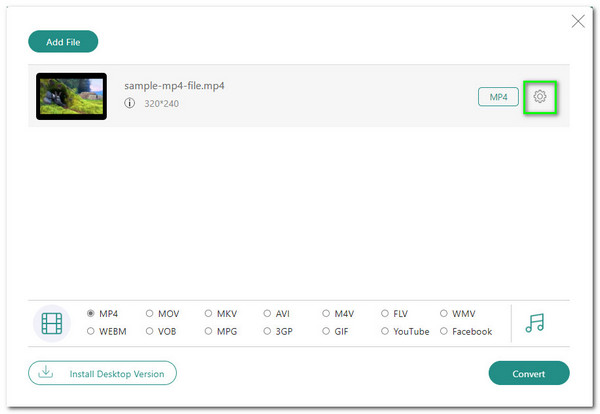 Configuración en línea de AnyMP4 Free Video Converter