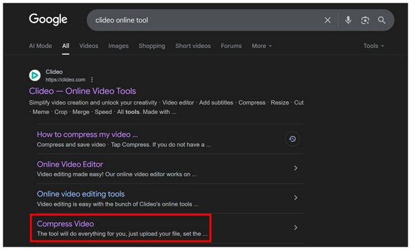 Clideo Video Compressor Search Online