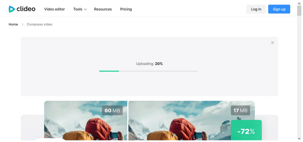Clideo Video Compressor Uploading