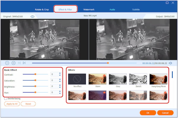 Modificar efeitos e filtros