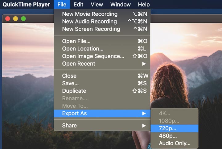 Vídeo de exportación QuickTime