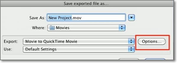 Kies Exportoptie in iMovie