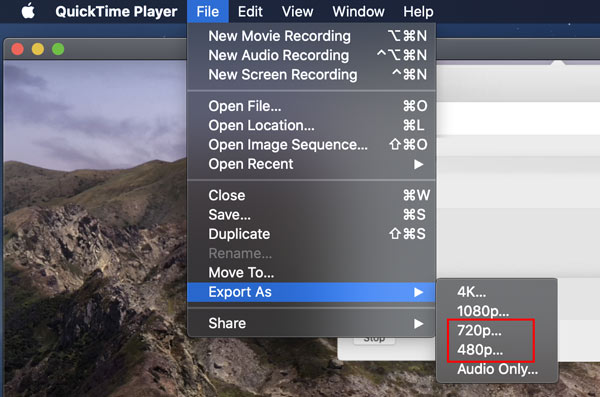 Exportar QuickTime Comprimir vídeo