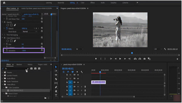 Saturación de Adobe Premiere Pro