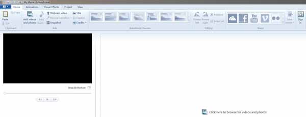 Interfaccia di Windows Movie Maker