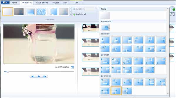 Efeitos de zoom do Windows Movie Maker