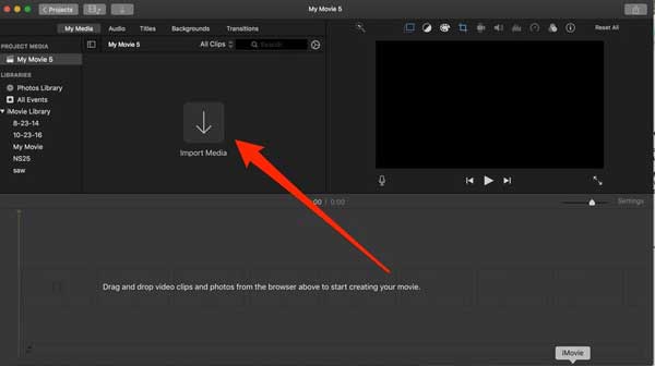 Открыть видео iMovie Mac