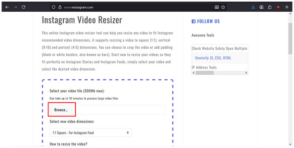 Online Tools Resizegram Browse