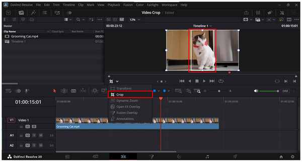 Обрезка маркера Davinci Resolve