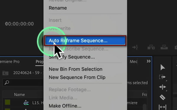 Open Auto Reframe Sequence In Premiere