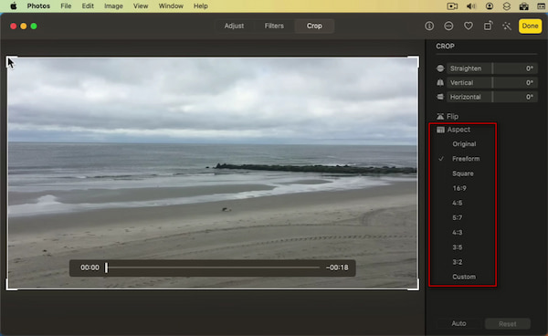 Choose Preset Ratio In Photos App