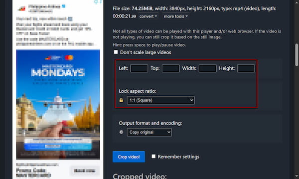 Select Aspect Ratio Preset In EZGIF