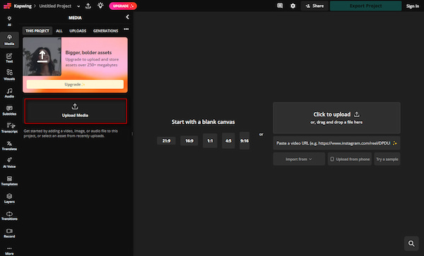 Upload Video In Kapwing