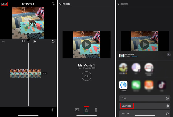 iMovie compartir guardar video en iPhone