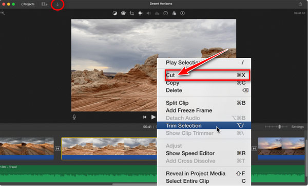 Cortar vídeo no iMovie