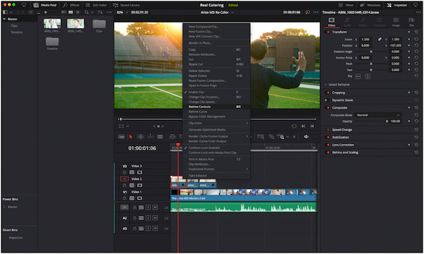 Select Retime Controls