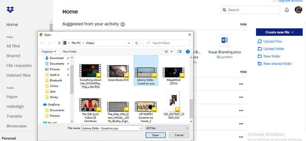 Upload video til Dropbox