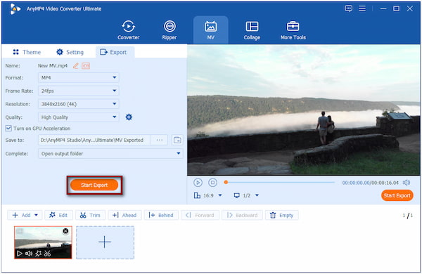 Start Video Export