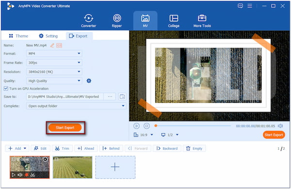Start Video Export