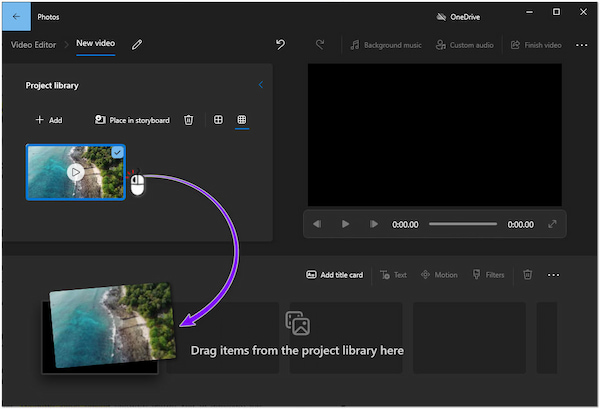 Rediger video på Windows 10 Dra