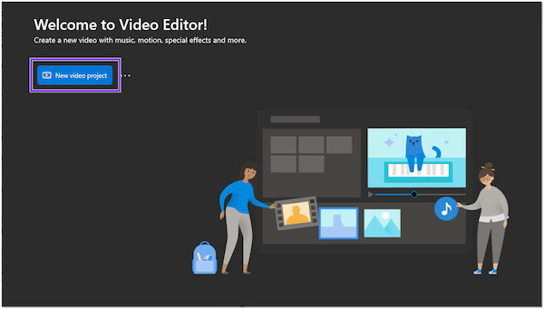 Editar vídeo no Windows 10 Novo projeto