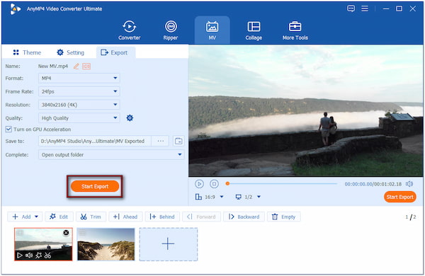 Start Video Export