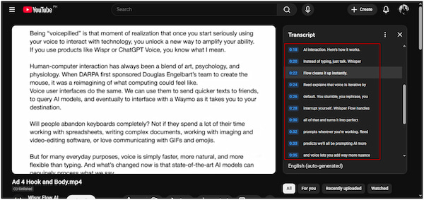Copy Generated Transcript