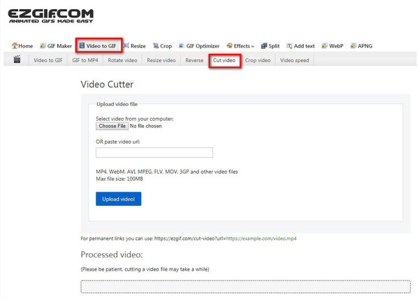Ezgif Visit Trimming Tool