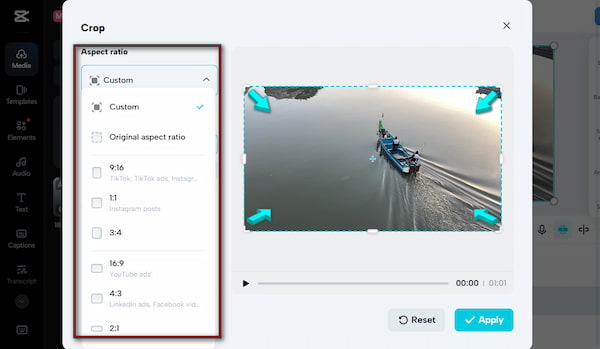 Select Crop Tool In CapCut