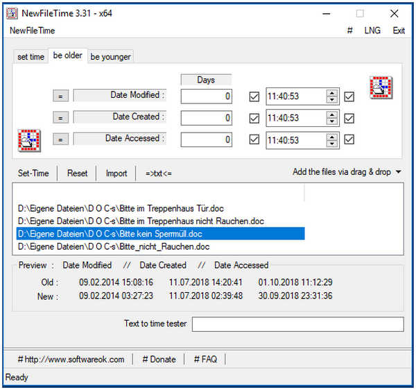 Nuova interfaccia temporale del file