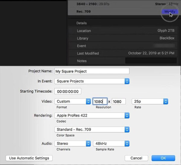 Change Aspect Ratio in Final Cut Pro