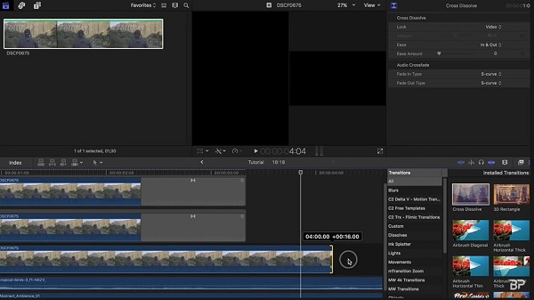 Redigera 3D-video i Final Cut Pro Cross Disolve