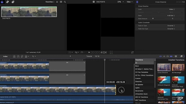 在 Final Cut Pro Cross Dissolve 中編輯 3D 視頻