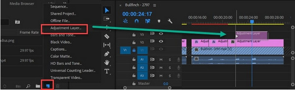 Premiere Create Adjustment Layer