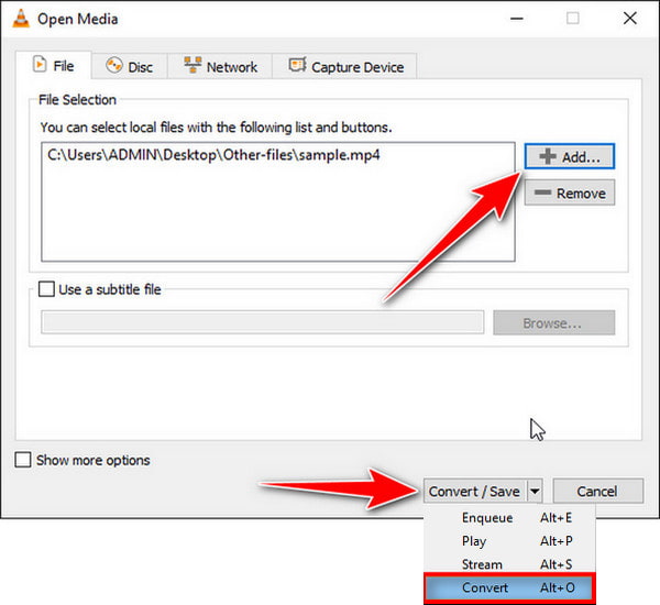 Click Add Select File Select Convert