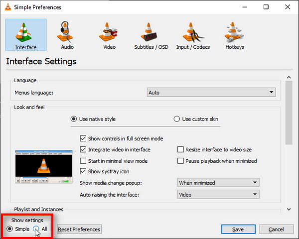 Click All Enable Advanced Settings