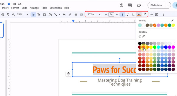 Google Slides Adjust Text Settings