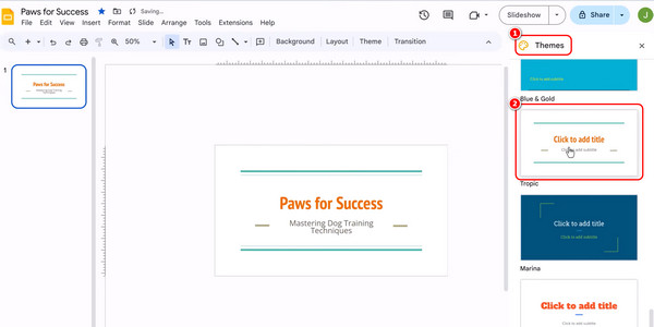 Google Slides Select a Theme Option