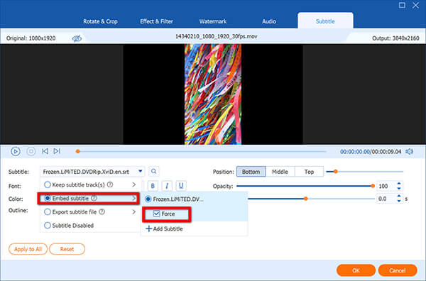 Embed Forced Subtitle to Video