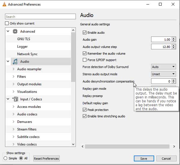 Audio Desynchronization Comensation Option