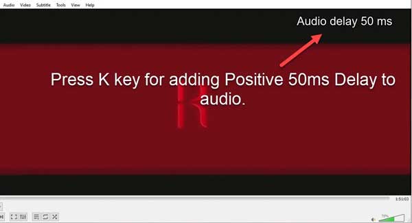 Tecla de retraso de audio VLC